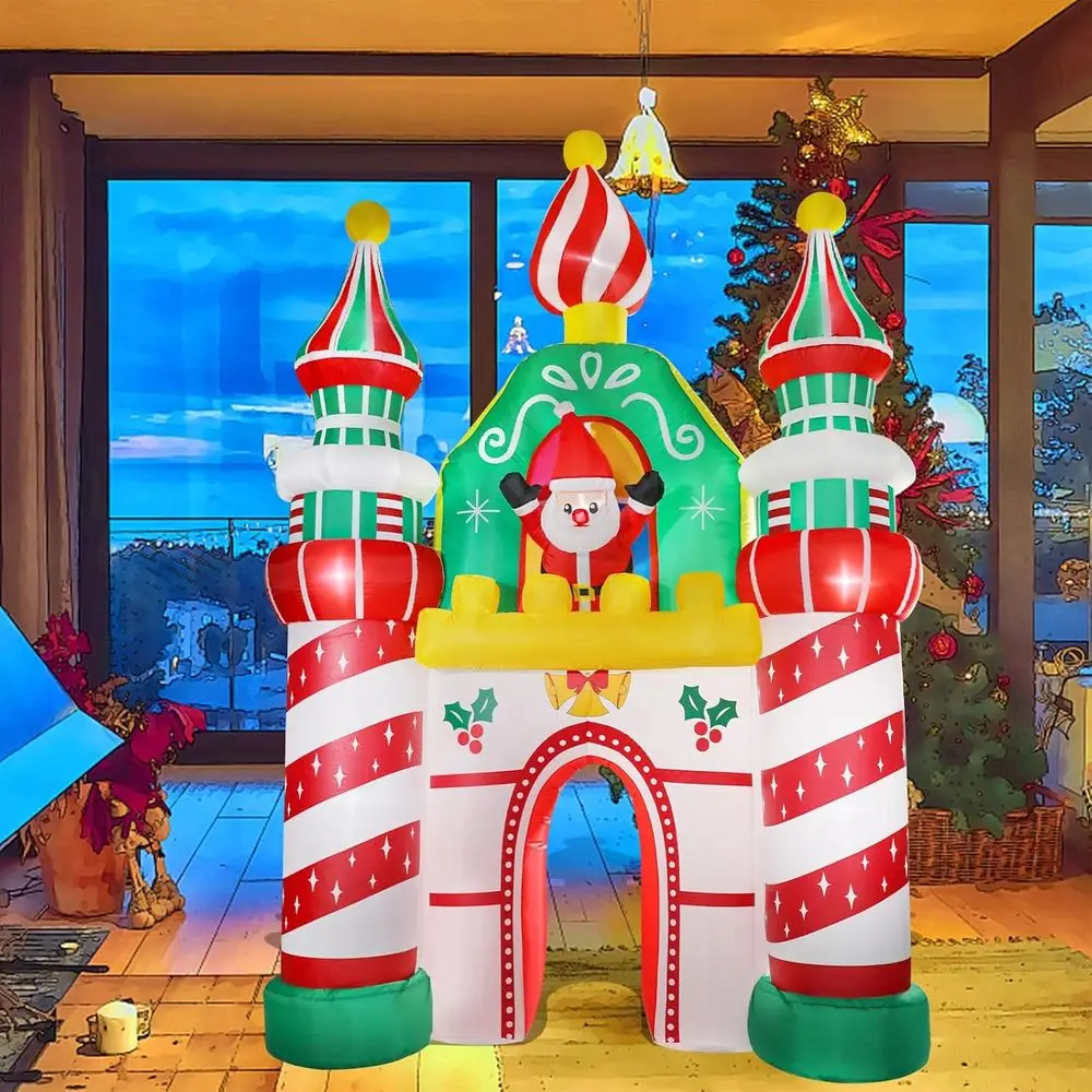 ديكور قلعة قابلة للنفخ من كريساس - 9.7 طن، ديكور خارجي مع إضاءة LED، للتسلية في الفناء