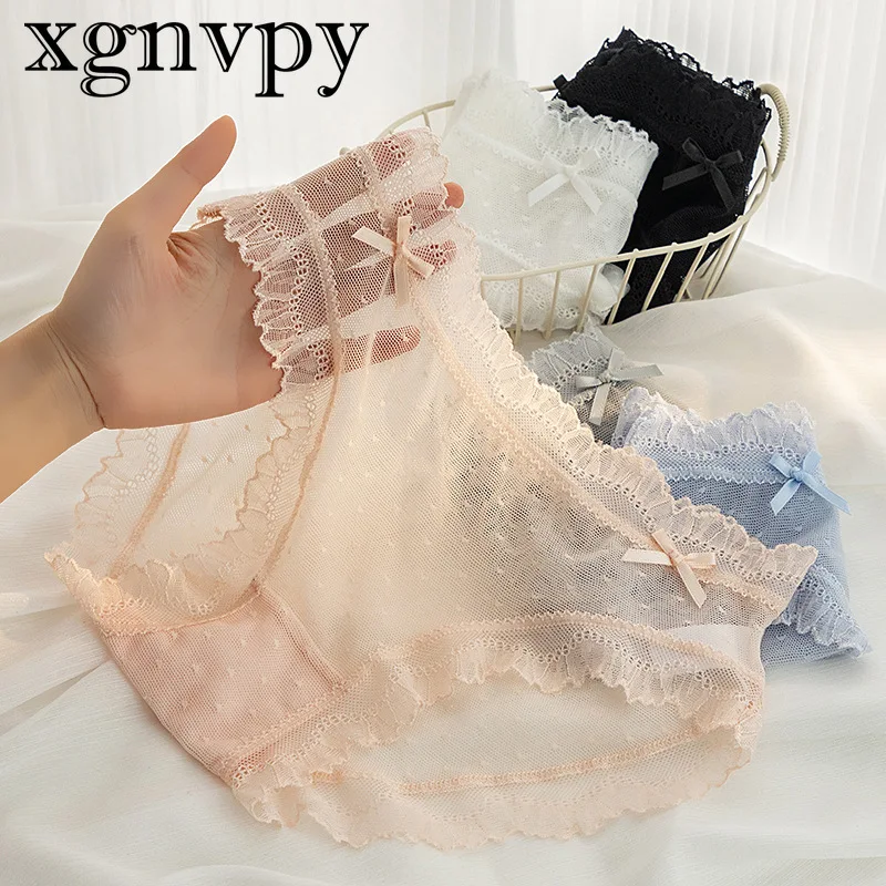 xgnvpy Women\'s Underwear Panty Sexy Lace Hollow Out Comfort Briefs Low Waist Seamless Underpants Female Lingerie Size L XL