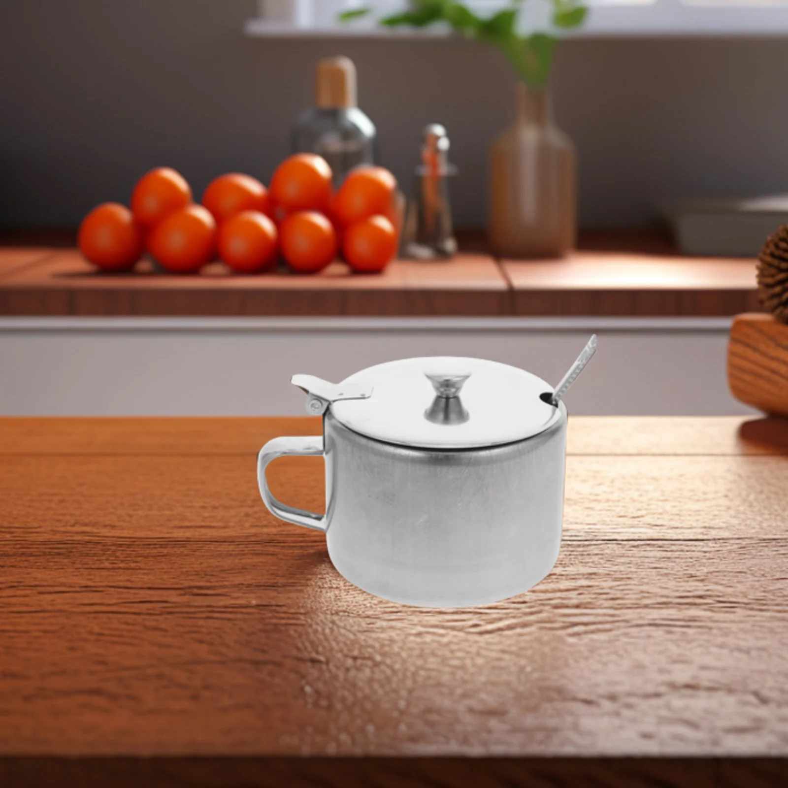 

Stainless Steel Seasoning Jar Sugar Bowl With Lid Spoon Salt Pepper Storage Bowl For Home Kitchen Restaurant Use Fresh
