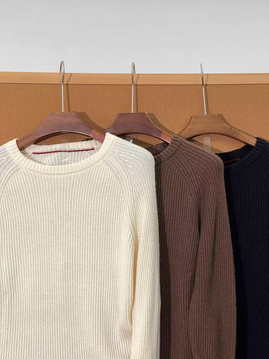 الرجال الخريف الشتاء محبوك سترة الصوف مزيج ثي إبرة العمودي المشارب تويست الملمس جولة Ne العلوي تريكو #5