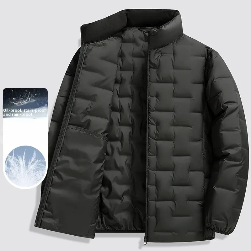 Winter New 90% Duck Down Jacket, Cycling Sports Stand-up Collar, Warm and Lightweight, Men's Solid Color Breathable Down Jacket