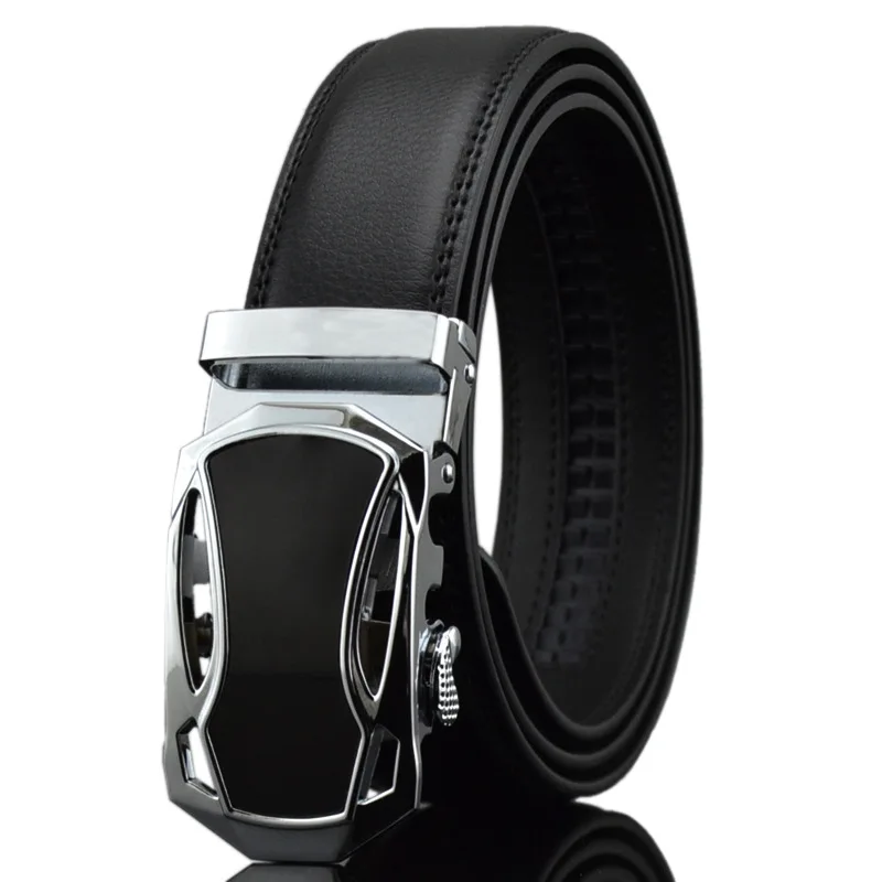 

High Quality Men's Top Cowhide Genuine Leather Ratchet Dress Automatic Buckle Belt Luxury Belts Business Belts For Men