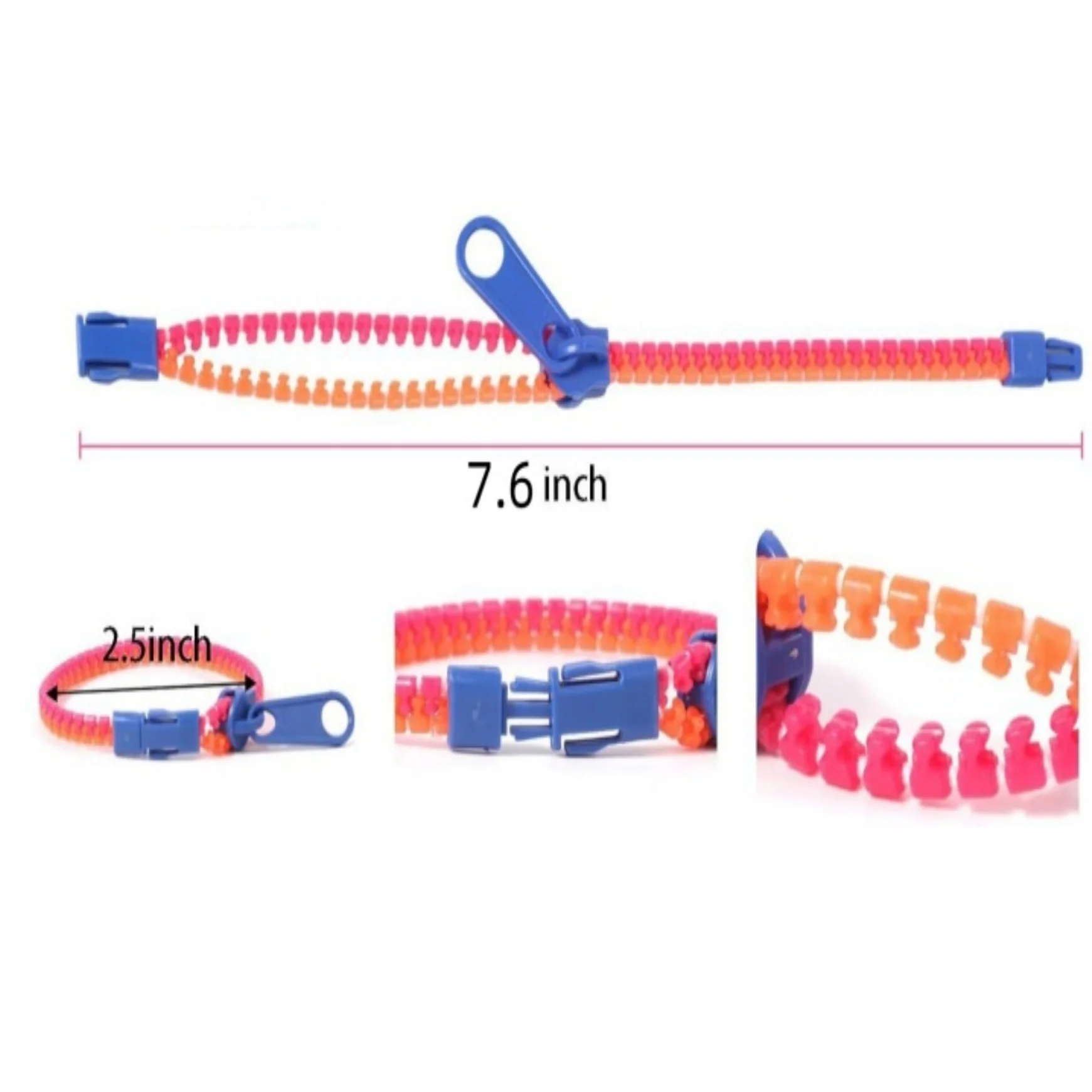 10PCS decompression zipper dual color chain bracelet bracelet decompression toy student friendship party gift sensory