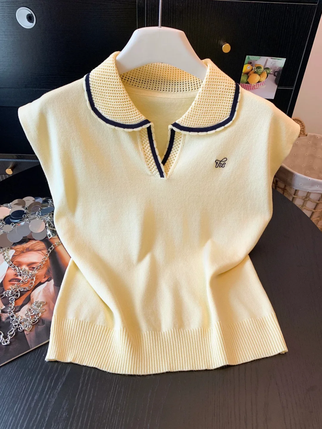

Summer Beautiful Sweet Shoulder Shirt Women's New 2026 Unique Stylish Anti-Aging Top Fly Sleeve Knitted Korean Style