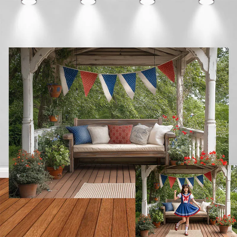 

LS Photography Background Triangular American Flag Sofa Garden Gazebo Decor Cake Smash Adult Kids Portrait Photo Backdrop Studio