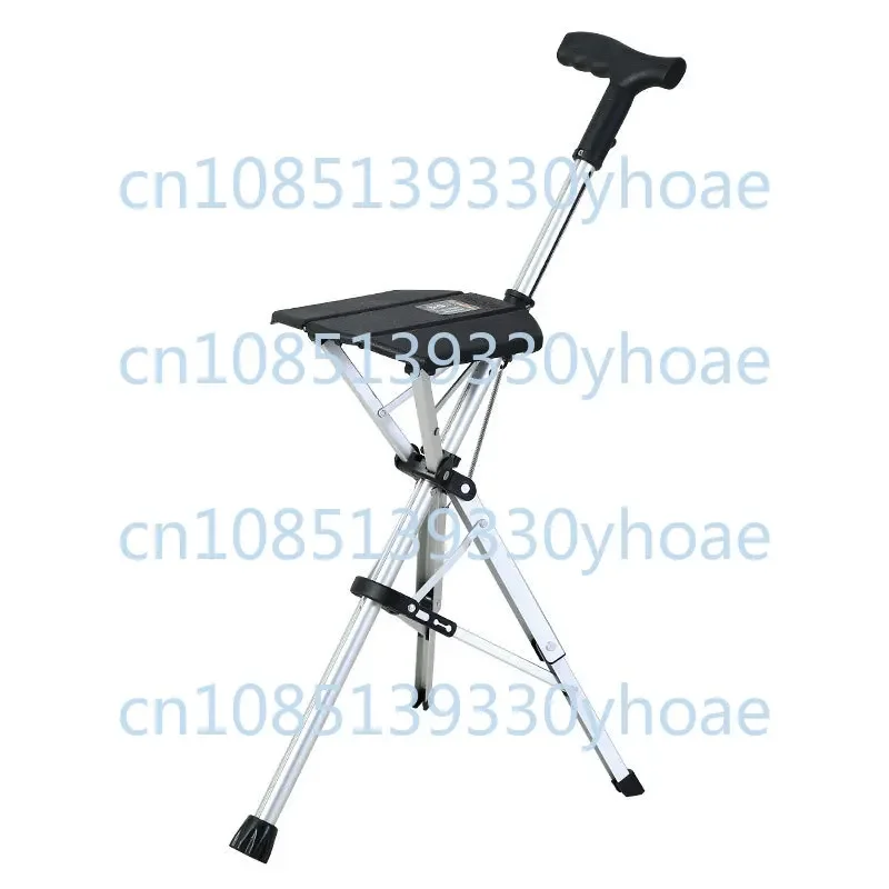 The elderly cane stool dual-purpose cane with stool seat portable electric one-button opening and closing folding cane chair