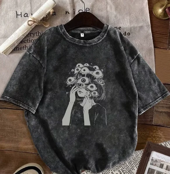Camiseta Retro Vintage de Moda para Mujer, Playeras Gráficas para Parejas, Camisetas Y2K 4399