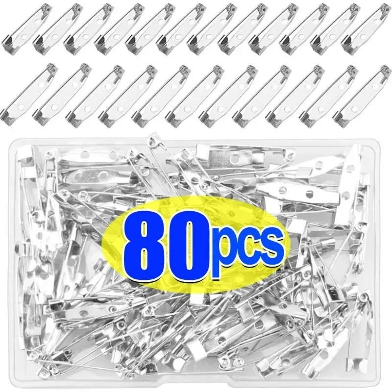 40/80pcs Metal Brooch Base Pins DIY Making Jewelry Back Safety Holder Findings Stainless Steel Components Needles 20/25/30/35mm