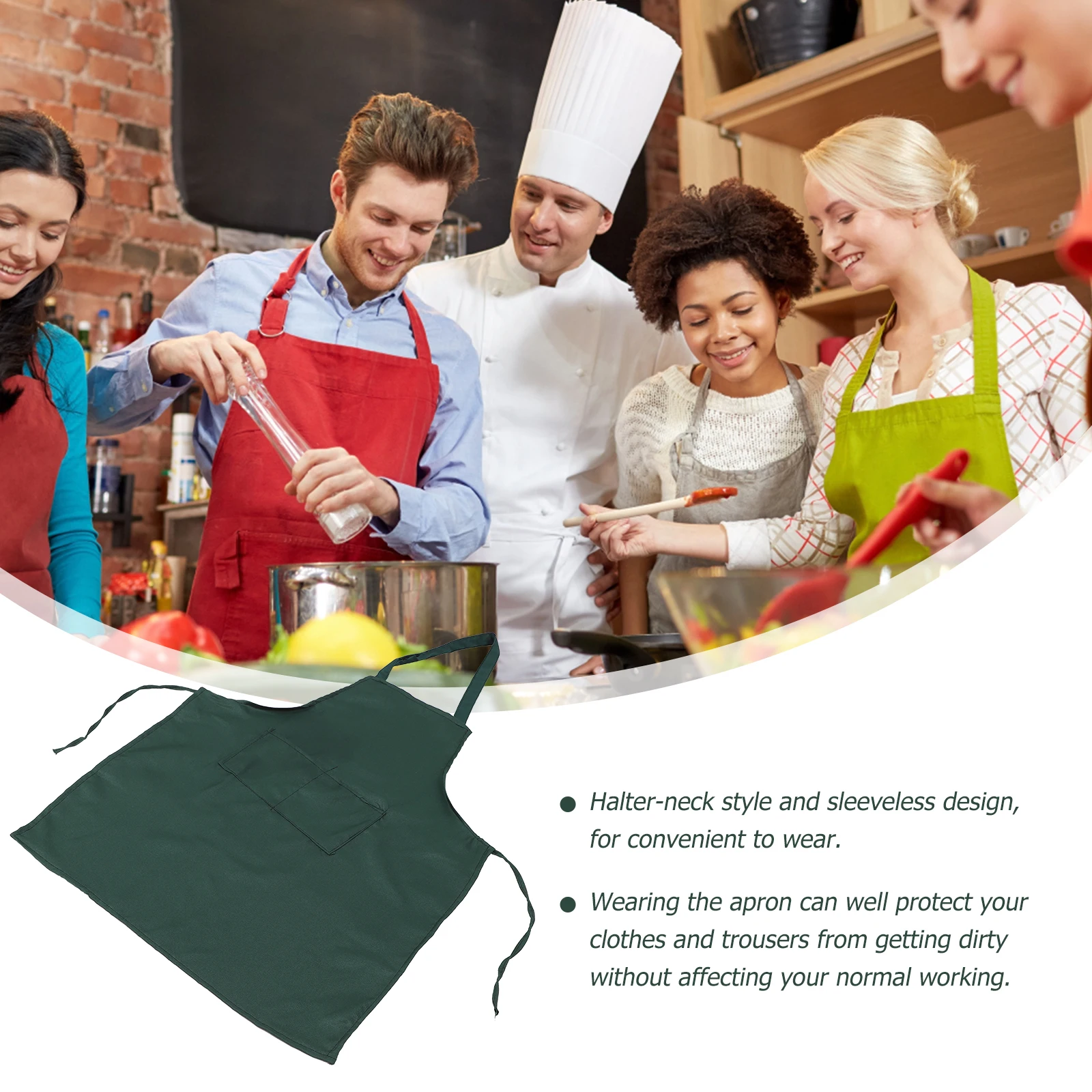 

2 Pockets Adjustable Apron Bib Chef Aprons with Kitchen Bibs Adult Micro-wave Oven