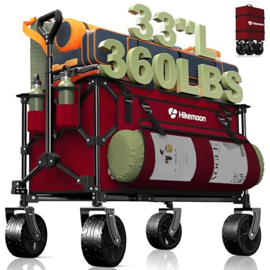 

150L Collapsible Wagons Carts Foldable 360LBS Heavy Duty Folding Beach Cart with Big All-Terrain Wheels Portable Utility Wagon