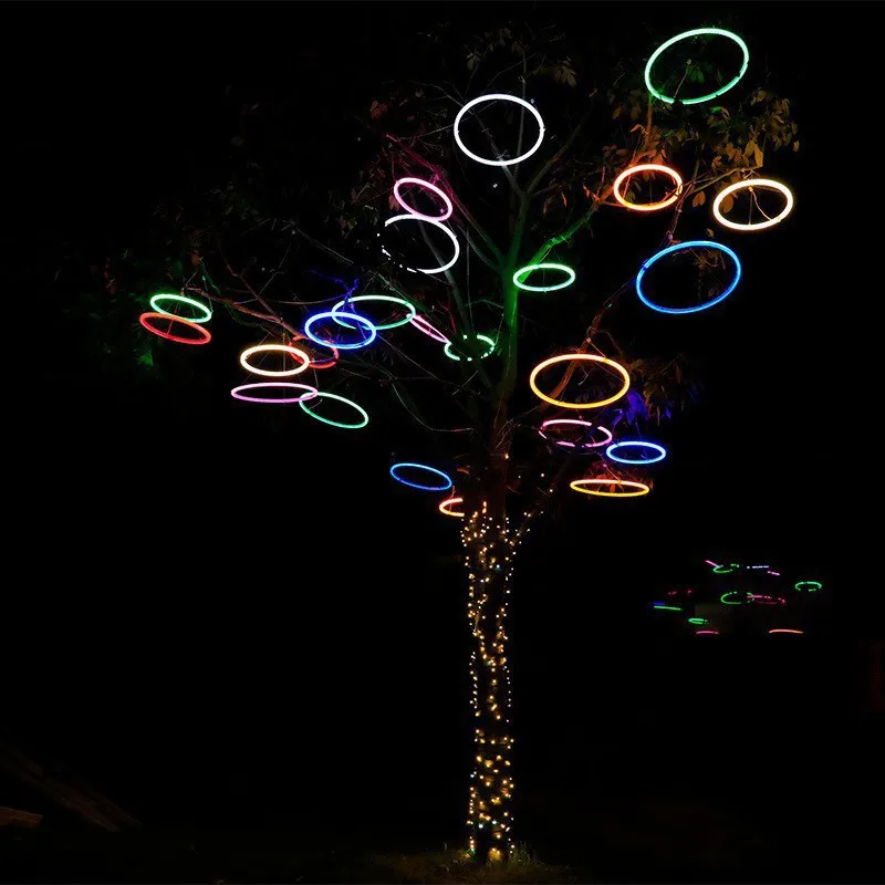 LED wishing ring hanging tree light city street tree festival circle light luminous ring outdoor waterproof light