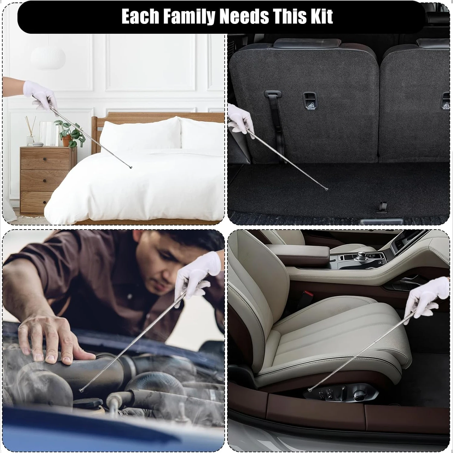 Teleskopisches Magnetisches Aufhebewerkzeug mit Diamant-Design – Extra Starker 16lb Zugkraft-Magnetstab aus Edelstahl, ausziehbar auf 30 Zoll – Detail 2