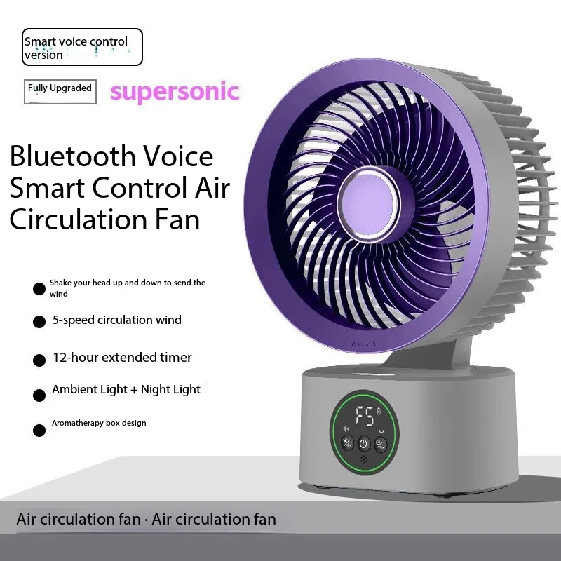Rechargeable German air circulation wind household remote control voice-controlled silent desktop student dormitory small fan