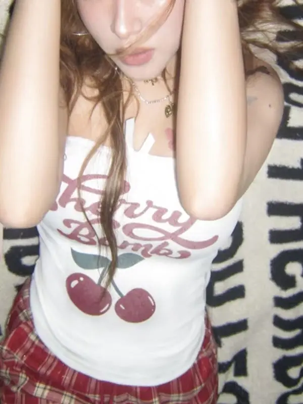 Top moda casual donna lettera stampa fiocco skinny Y2k gilet tendenza estiva dolce ragazza semplice classico streetwear camis chic