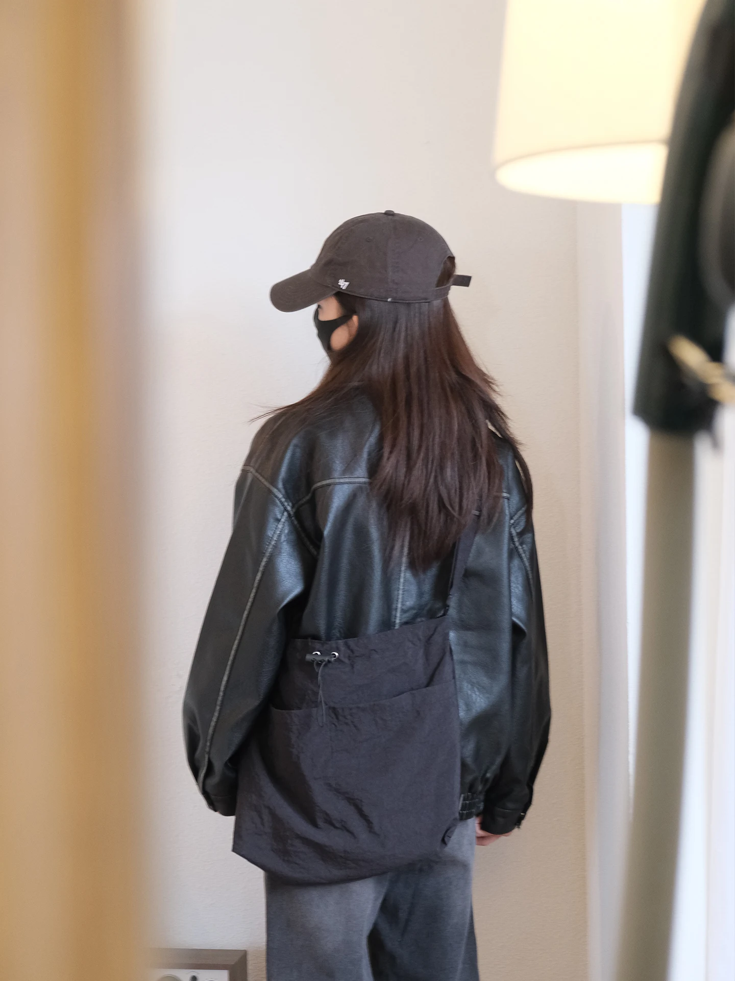 여성용 블랙 가죽 재킷 캐주얼 스타일 긴팔 지퍼 여밈 가을 아우터 스몰 사이즈 3세용