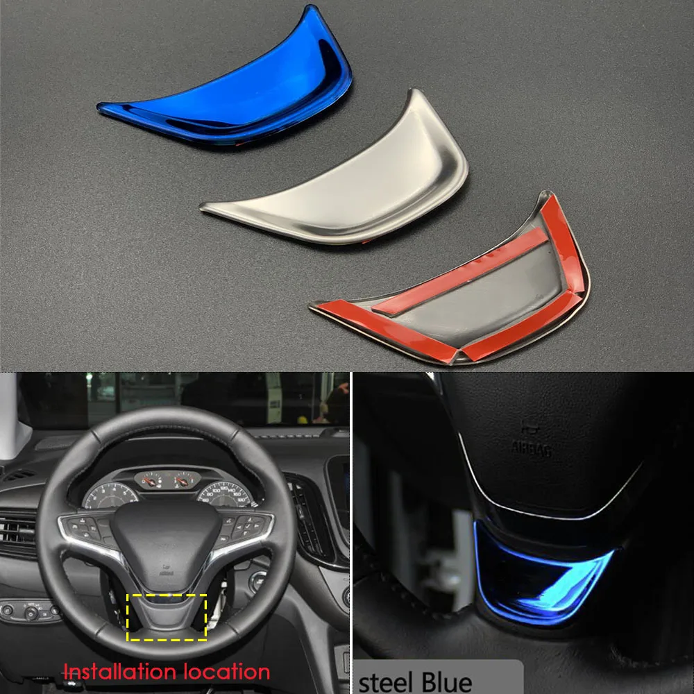 For Chevrolet Equinox Malibu 2017-22 Opel Ampera Buick Velite 5 Metal Car Accessories Steering Wheel Decorative Cover Sticker