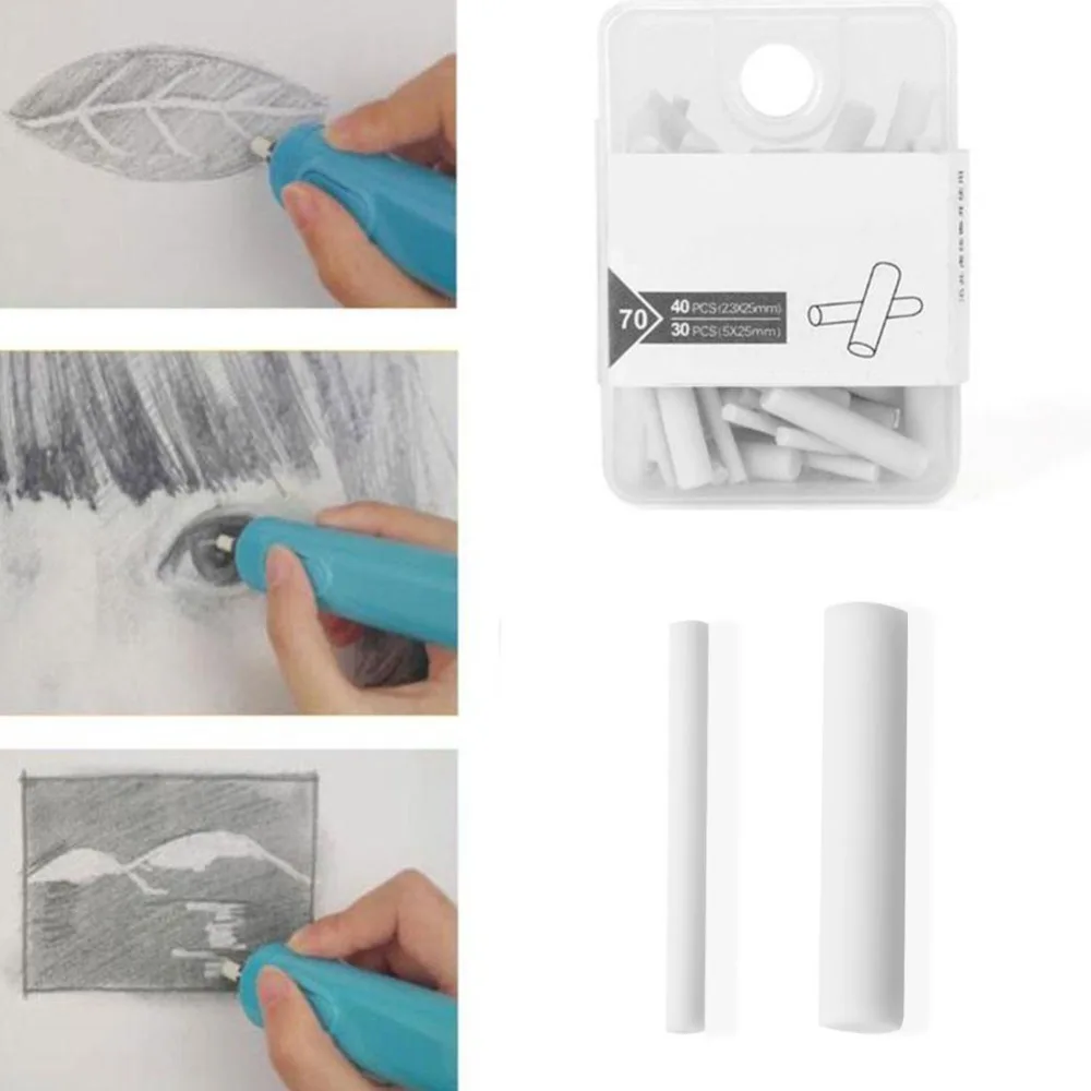 140pcs Thin & Thick Combo Electric Eraser Refills Storage Box Included 2.3mm Size & 5mm Size Mechanical Pencil Eraser Refills
