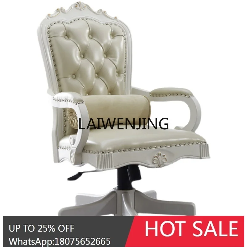 

office lift chair white leather computer European swivel chair