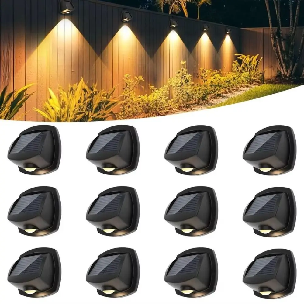 Dual Color LED Solar Wall Light Waterproof IP65 Automatic Convex Mirror Light Motion Sensor Wall Wash Solar Fence Light