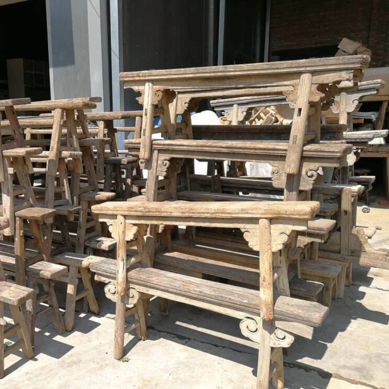 Chinese antique reclaimed wood outdoor bench double recycled elm wood bench