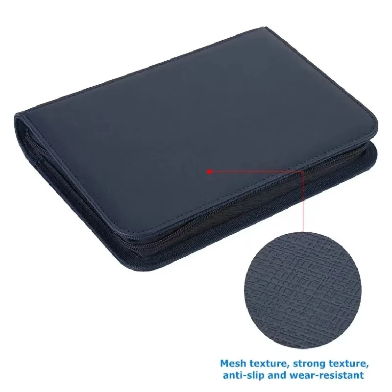 بولي Leather جلد 160 جيب بطاقات تحميل جانبي لعبة TCG ألبوم بطاقات بسحاب مع 4 صفحات جيوب ثابتة مختومة لـ MG/PKM/FOW/YGO