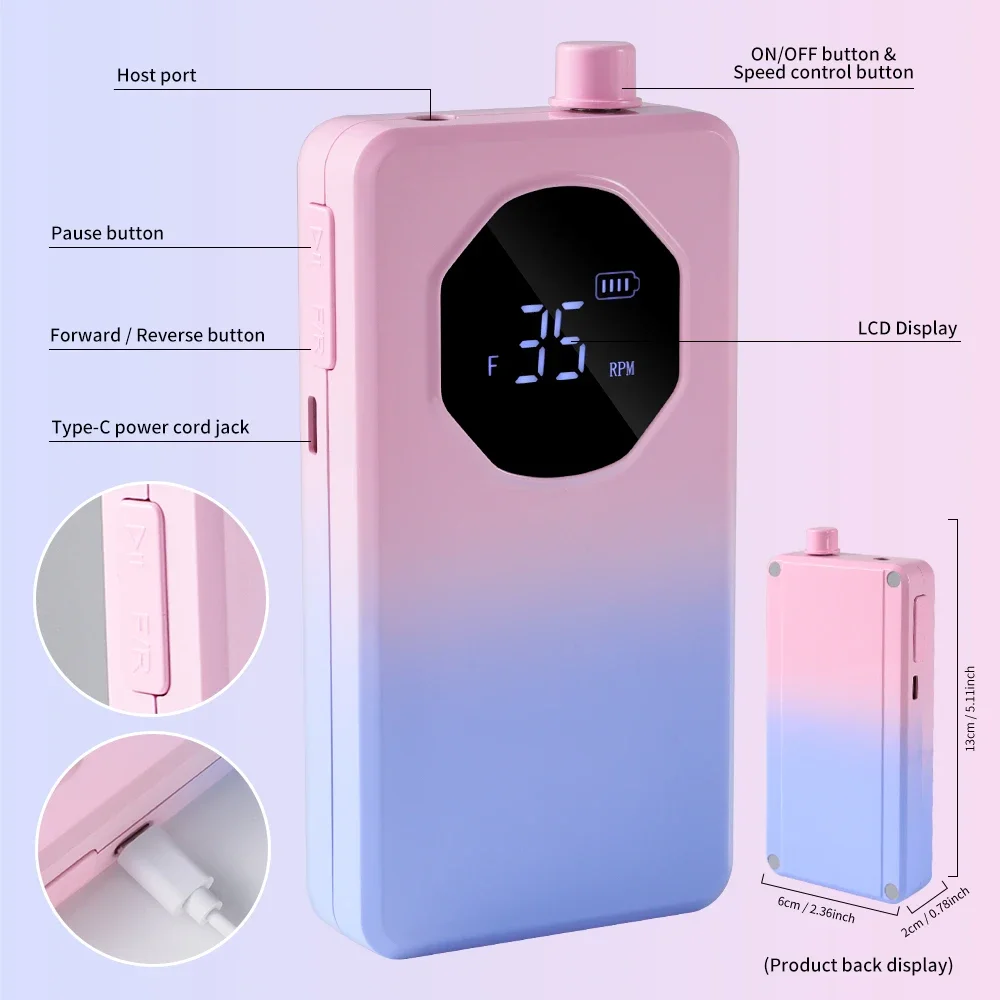 35000 RPM Rechargeable Portable Nail Drill Kit Professional Gel Nail Polish Drill Nail File Set Grinder for Nail Salon Tools