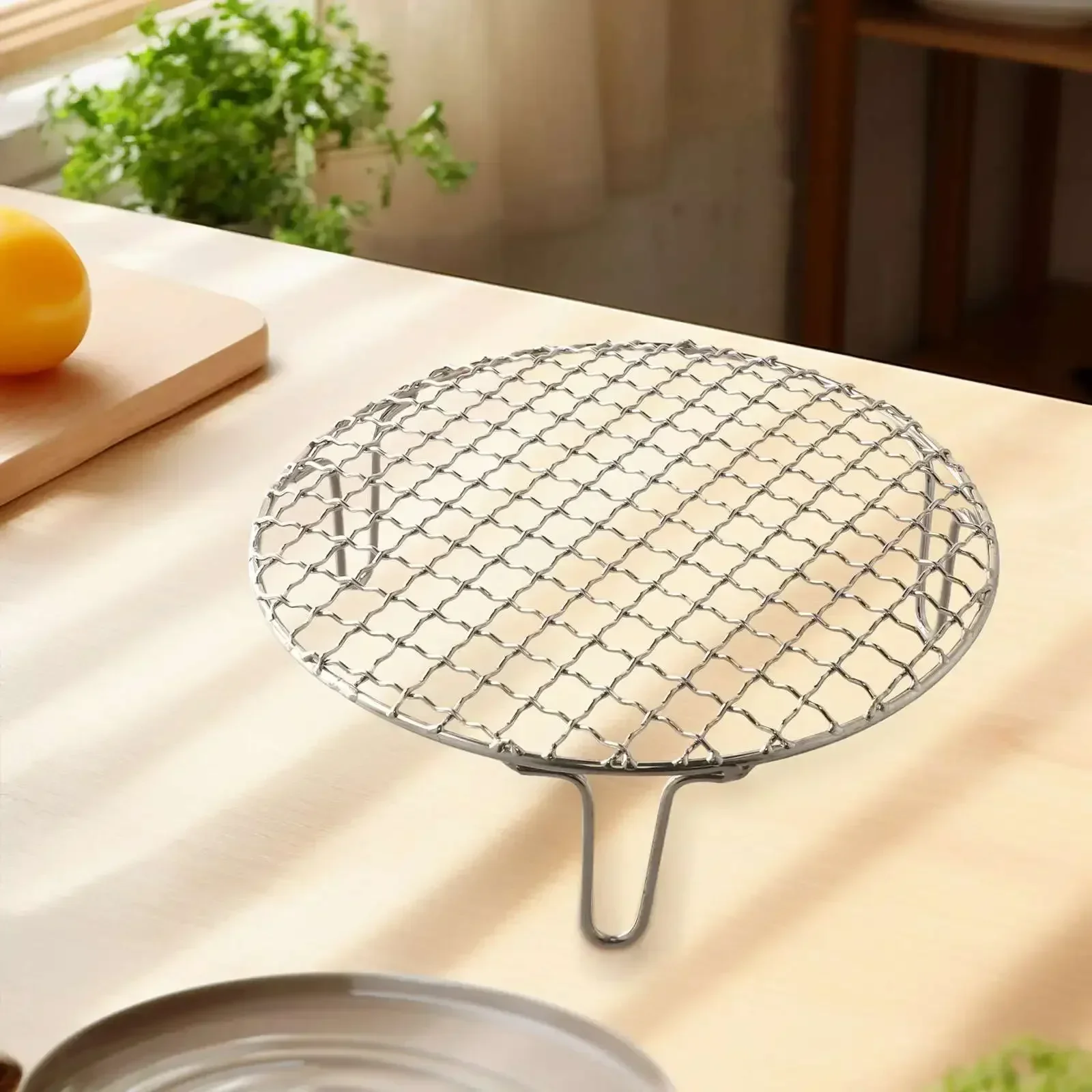 Tray BBQ Grid Barbecue Home Outdoor Precise Resistant Round Stainless Steel Welding With Leg Even Mesh Heating Block