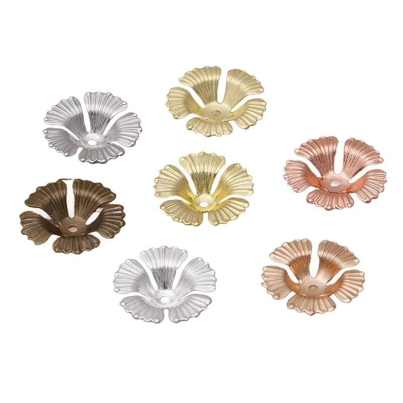BoYuTe Custom Made (100 Pieces/Lot) Metal Brass Stamping 17*4MM Flower Bead Caps DIY Jewelry Findings