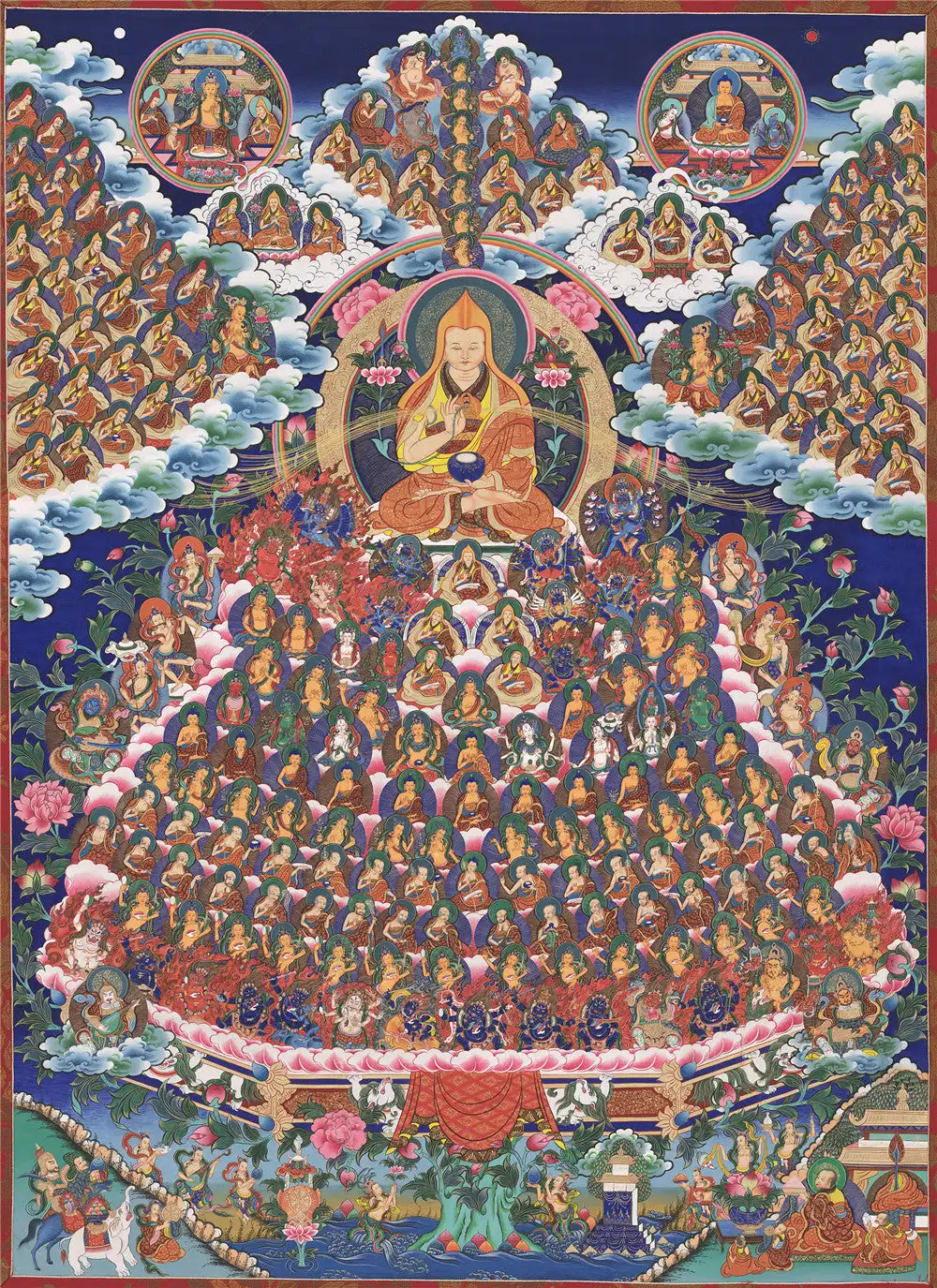 

Tsongkhapa's Refuge Tree Thangka (18th Century),Gandhanra Tibetan Buddhist Thangka Art,Giclee Printed and Hand Framed,47" × 32"