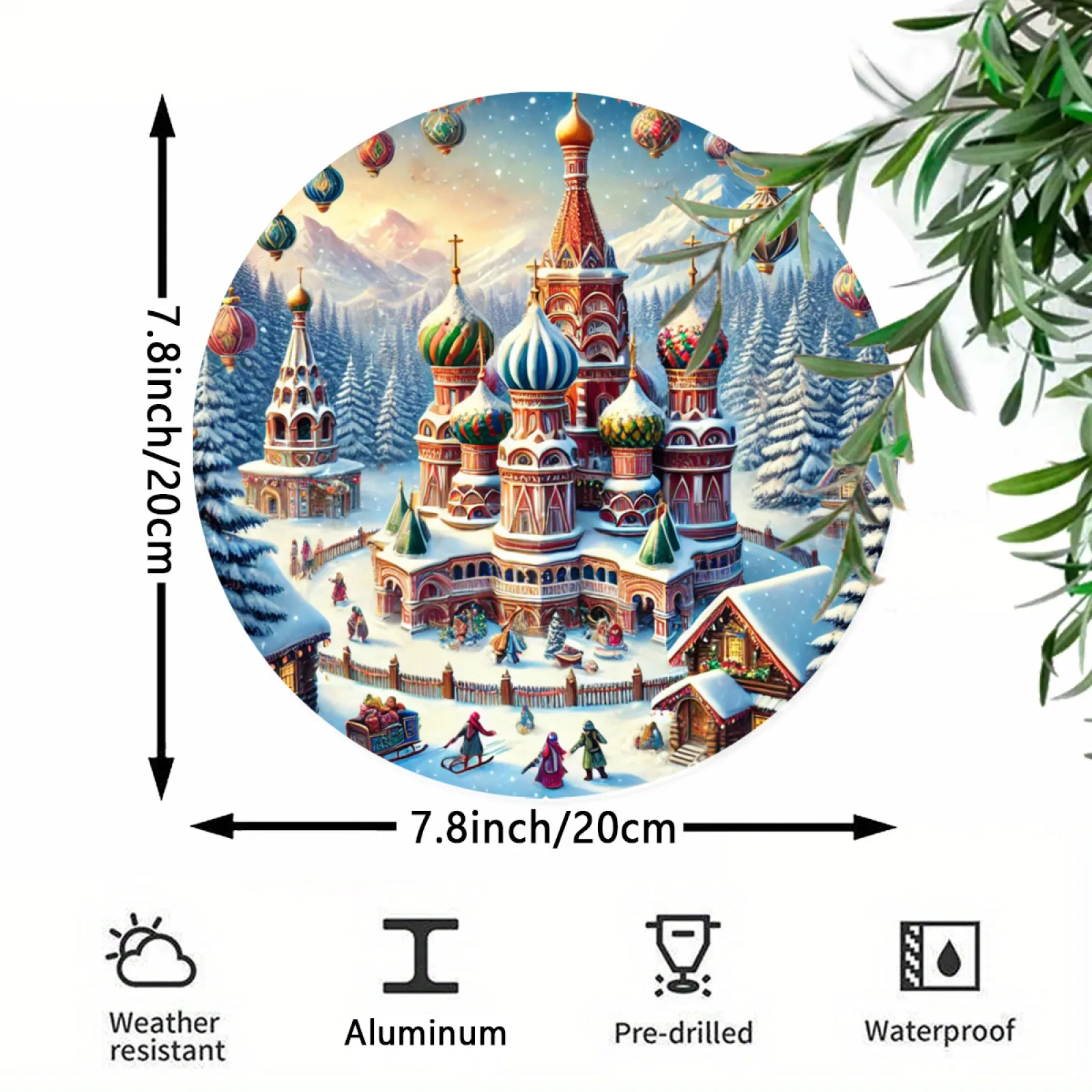 Room Decor 1pc Traditional Russian Cathedrals Round Aluminum Wall Art, 7.8x7.8in Durable Metal Sign, Waterproof & Rustproof, Eas