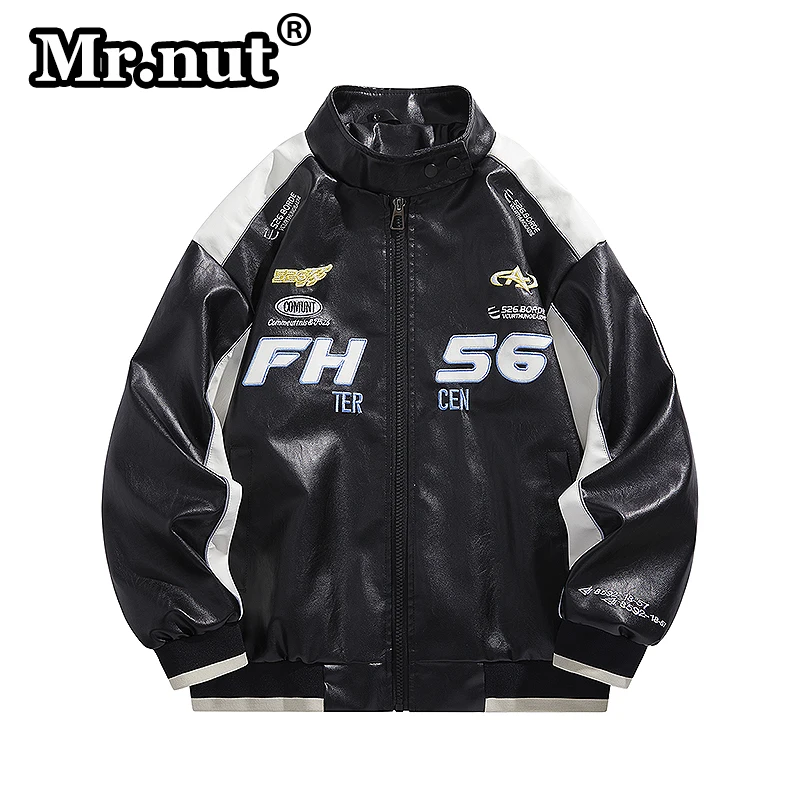 

Mr.nut Autumn Winter Men's Leather Baseball Uniforms Coat Man Motorcycle Jacket PU Biker Racing Clothing Bomber Aviator Jackets