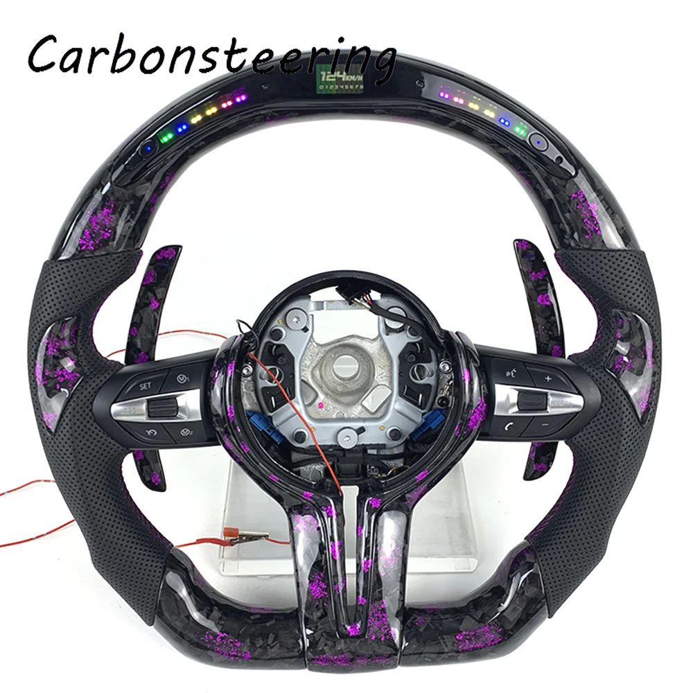 Cars accessories for BMW customized LED forged carbon fiber steering wheel for F10 F20 F01 F15 F32 F22 F23 F80 F82 F30 F16 M2 M3