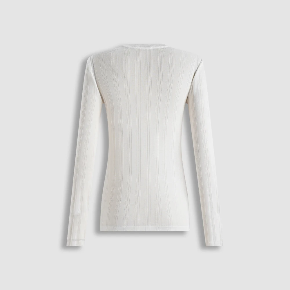 Ladies 100% Cotton Ribbed Long Sleeve T Shirt Crew Neck Slim Basic Bottoming Top Solid Color Elastic Soft Casual Women Daily Tee