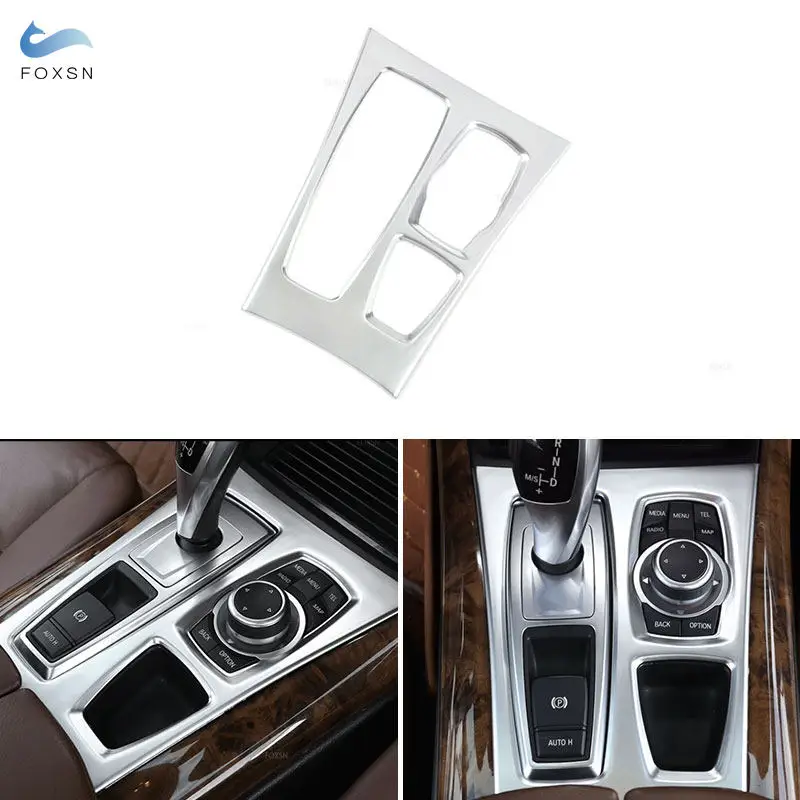 For BMW X5 E70 X6 E71 2008 2009 2010 2011 2012 2013 LHD Car Interior Stainless Steel Center Console Gear Shift Panel Cover Trim