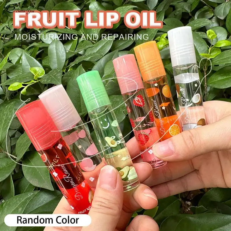 2024 NEW Fruit Roll-On Lip Balm Lip Makeup Primer Moisturizing Transparent Lip-Oil Long Lasting Hydrating Lips Repair Gloss