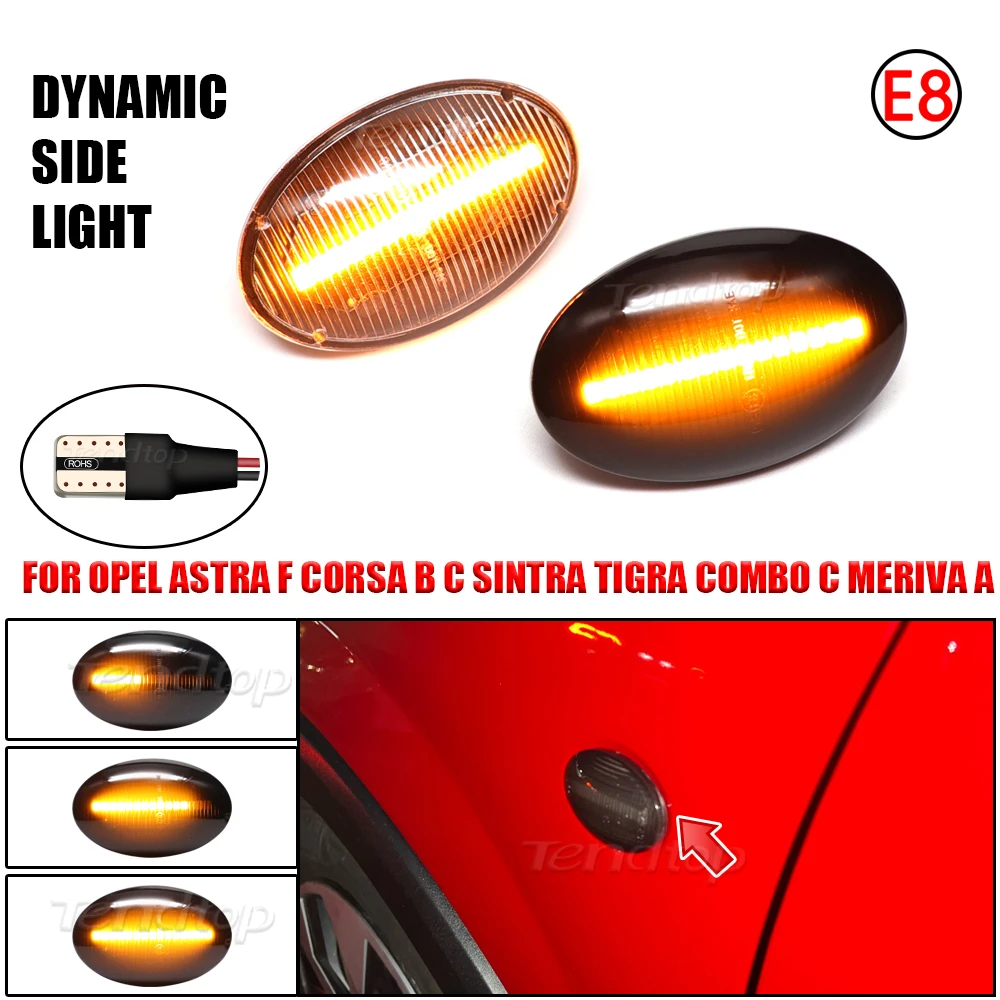 Led ديناميكية الوامض مصابيح جانبية مؤشر بدوره مصباح إشارة لأوبل كومبو C B Tigra A Astra F Meriva A Corsa C B Sintra Vita #1