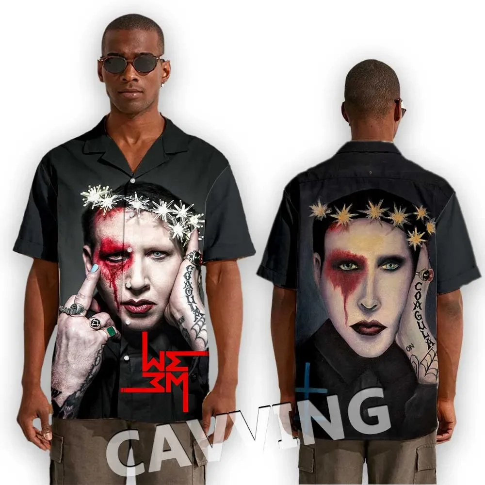 CAVVING 3D Printed  Marilyn Manson  Fashion Casual Shirts Men's /Women's  Short Sleeves Loose Breathable Shirts