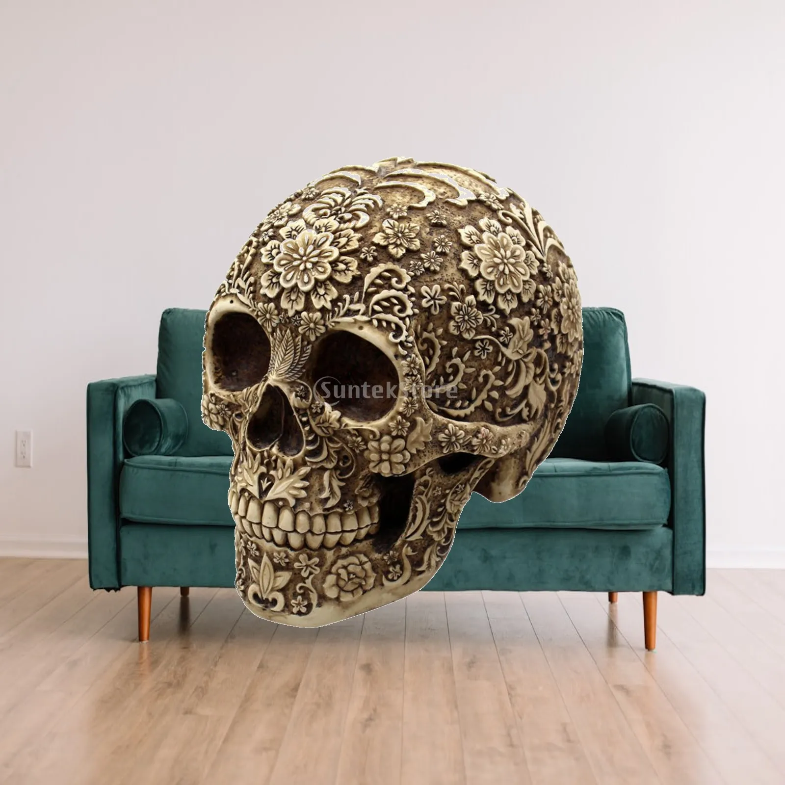 Halloween Decorations Outdoor Retro Skull Ornament Life Size Resin Skull for Festive Home Decor