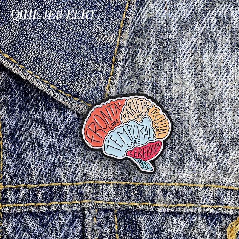 Human Brain Medical Anatomy Enamel Pin Frontal Lobe Cerebrum Brain Stem Brooches Backpack Lapel Badges Jewelry Gift for Doctors