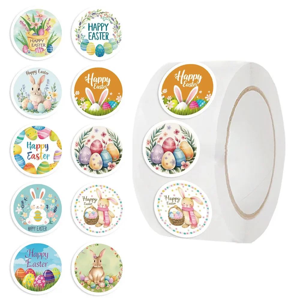 

500Pcs/Roll Easter Bunny Washi Tape - Hot Sale Cross-border Decorative Stickers for Journal, Envelope Sealing & Craft Supplies