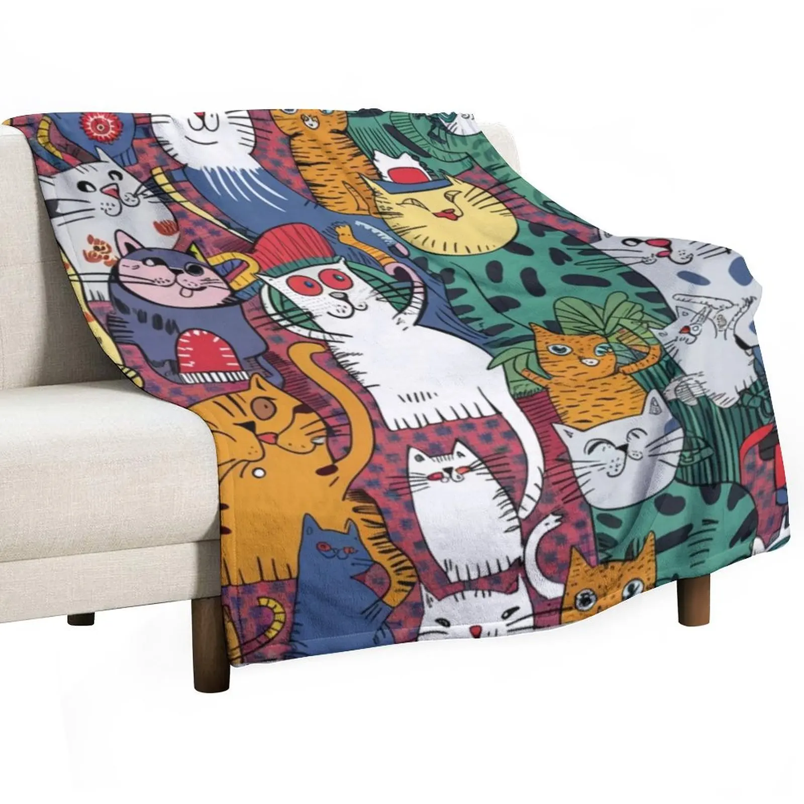 

Colorful Cats Art Throw Blanket Fade Resistant Durable Throw Blanket