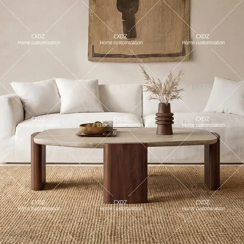Natural Travertine Coffee Table Irregular Shape Light Luxury Living Room Center Table Modern Art Stone Tea Table Home Decor