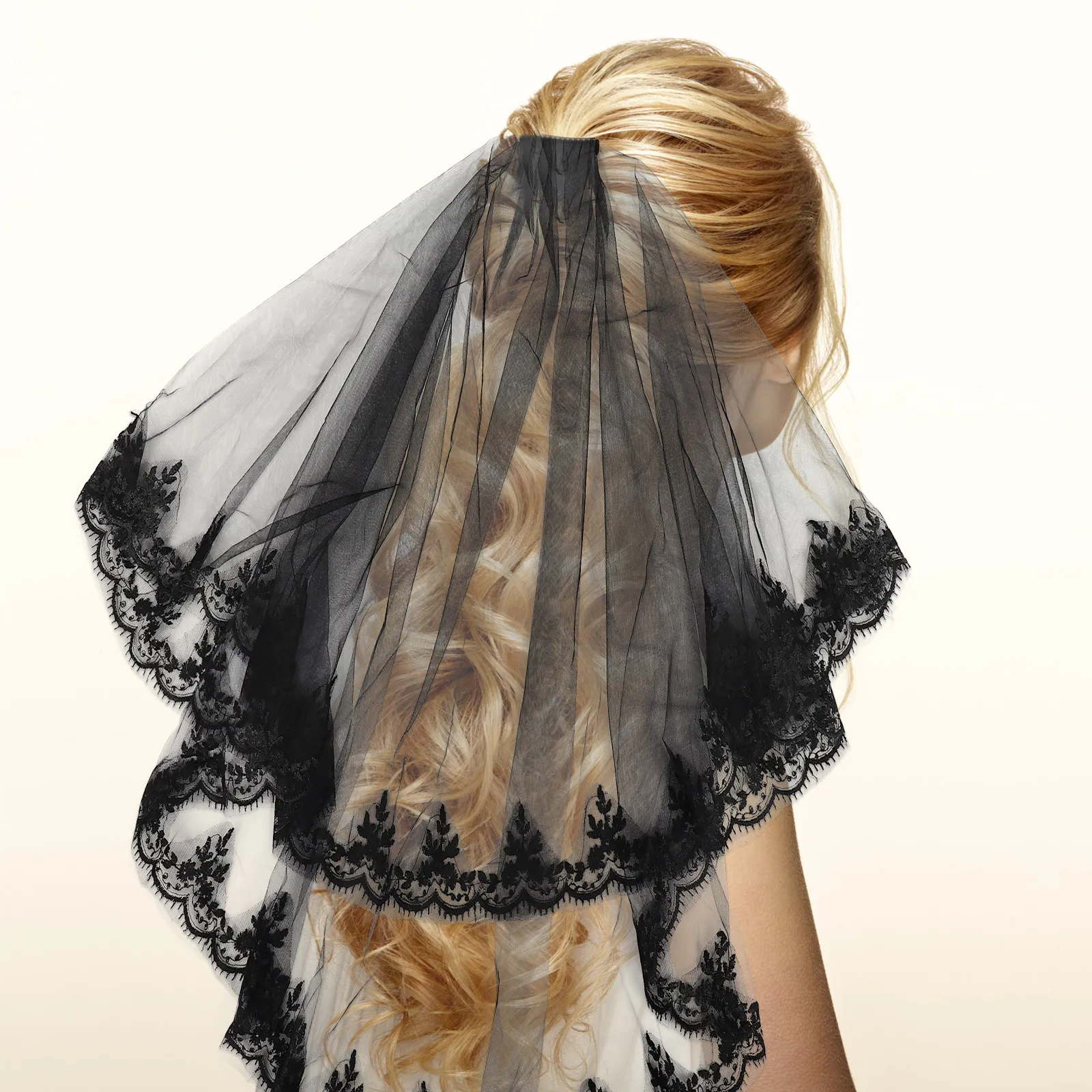 

1 шт. Короткая элегантная черная фата из сетки для невесты, аксессуар для свадебного платья, романтического вечера, косплея, театрального декора