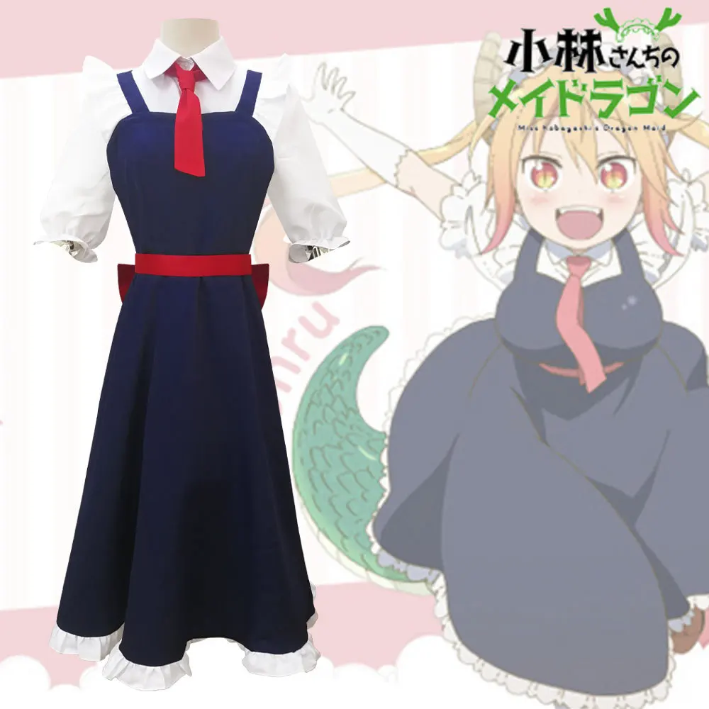 

Костюм горничной-дракона Кобаяши-сан, костюм горничной для косплея Тора, женский костюм Канна, платье для косплея сестры-дракона для девочек