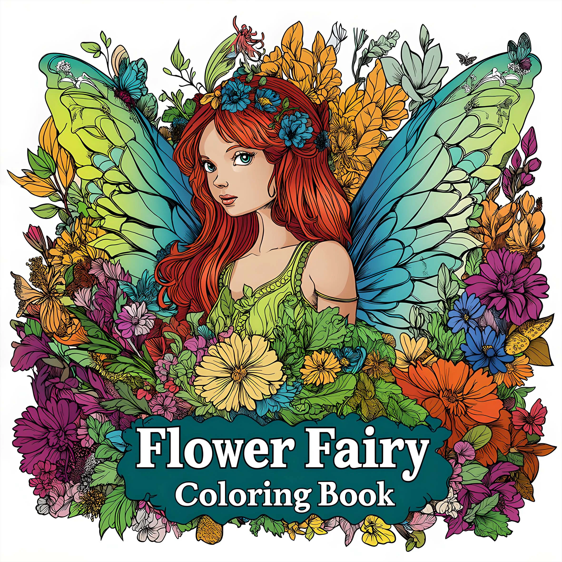 Flower Fairy Coloring Book 24Pages Adult Picture Book Make Designs Of One's Own Color Strokes Graffiti Painting Drawing Art Book