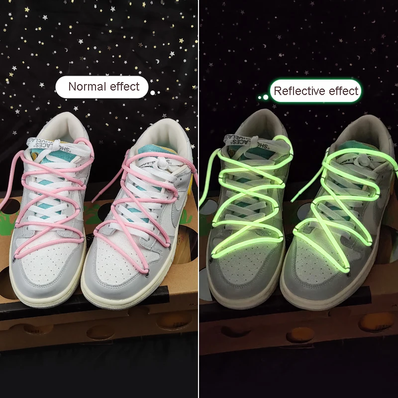 Runde, leuchtende, fluoreszierende Schnürsenkel, die im Dunkeln leuchten, Nacht-Farbschnürsenkel, Sportschnürsenkel für Canvas-Schuhe, Schnürsenkel für Erwachsene und Kinder, Neu – Detail 3