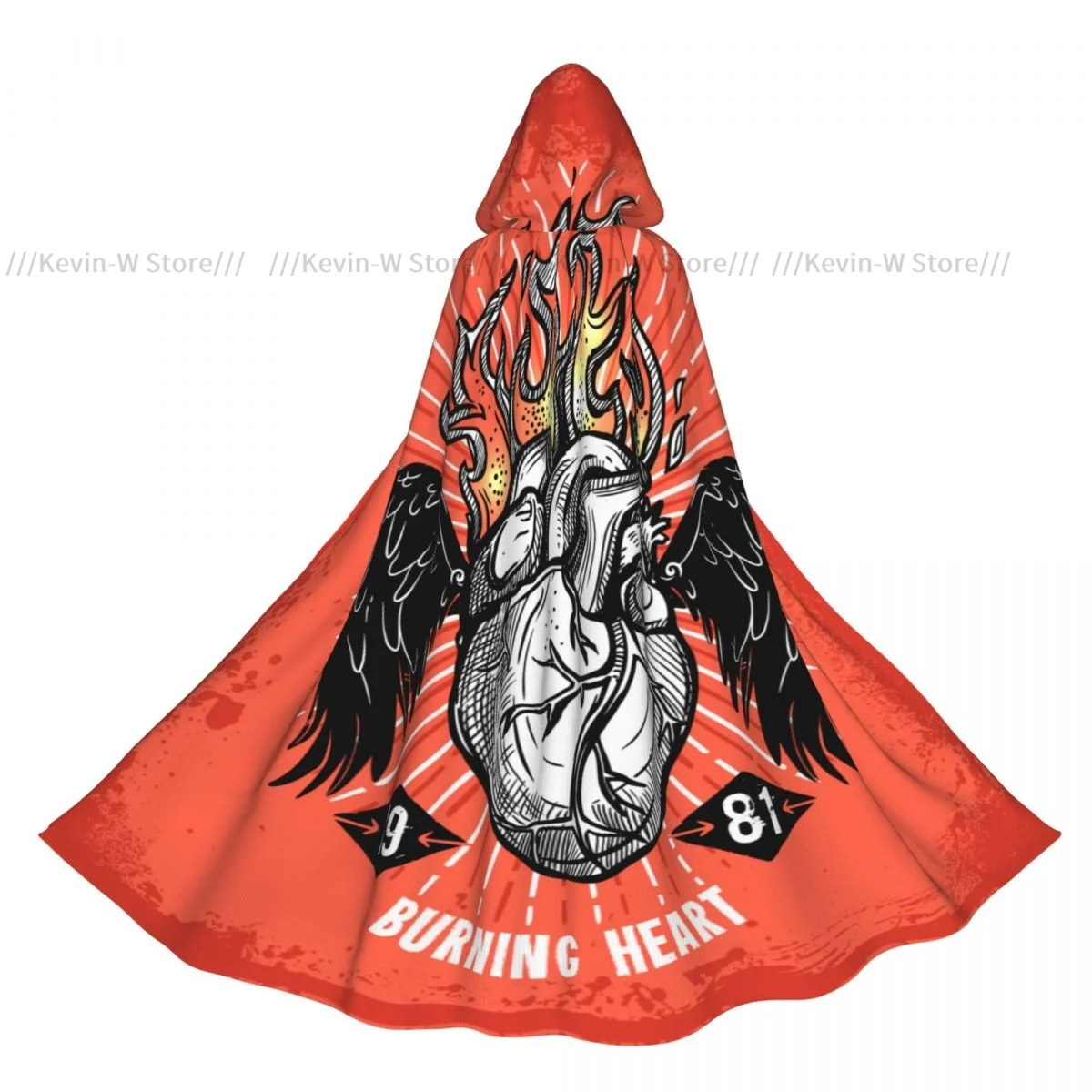 

Hooded Cloak Unisex Cloak with Hood Burning Heart Tattoo Cloak Vampire Witch Cape Cosplay Costume