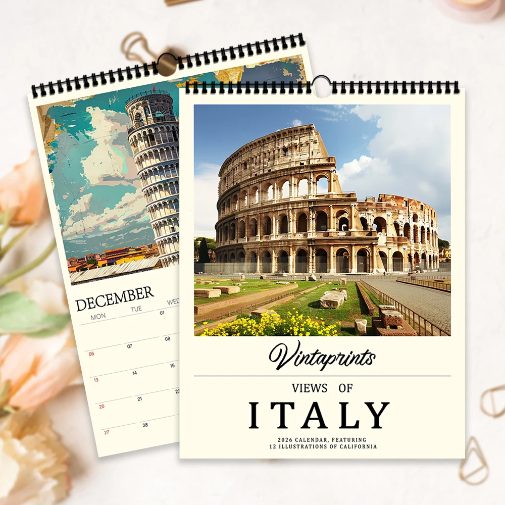 1 pezzo, 2026, edifici di riferimento di fama mondiale, 12 disegni distinti, calendario da parete, compleanno, Natale, regalo di Capodanno