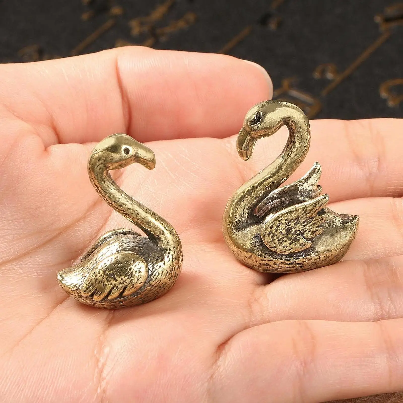 2 Pieces Flamingo Couple Miniature Figurines Unique Craftsmanship Copper Sturdy Wear Resistant Easy to Use Decorative Statues