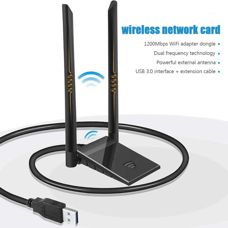 Dual Band 1200Mbps USB 3.0 Wifi Adapter AC1200 Wireless USB Wifi Lan Dongle 2.4G/5Ghz Wifi Receiver Antenna Network Card